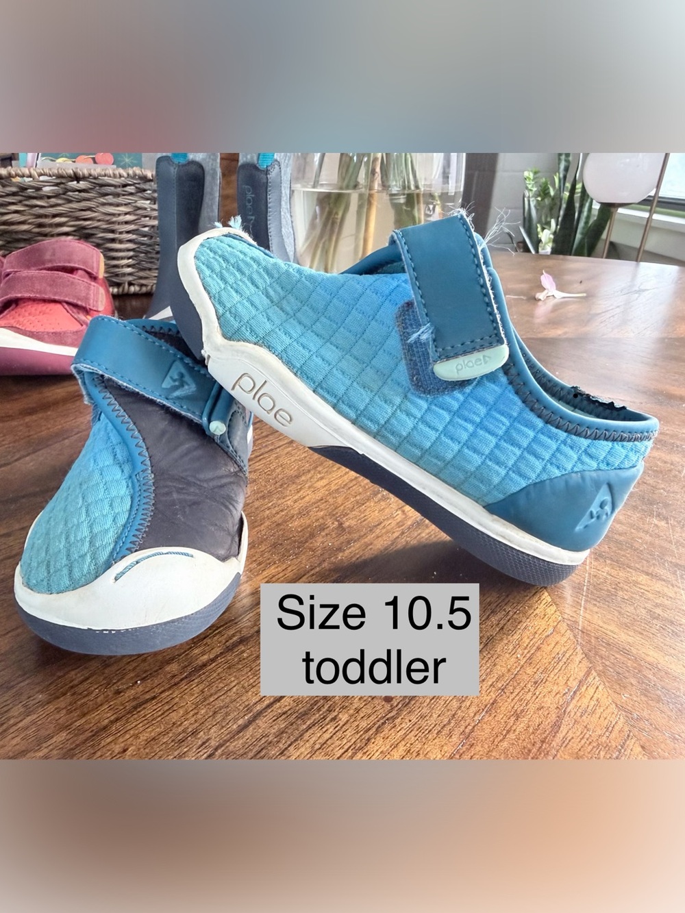 PLAE Toddler Blue and Teal Slip-On Sneakers with Velcro
